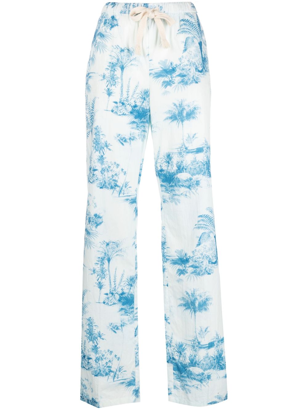 RED Valentino palm tree-print flared trousers - Blue