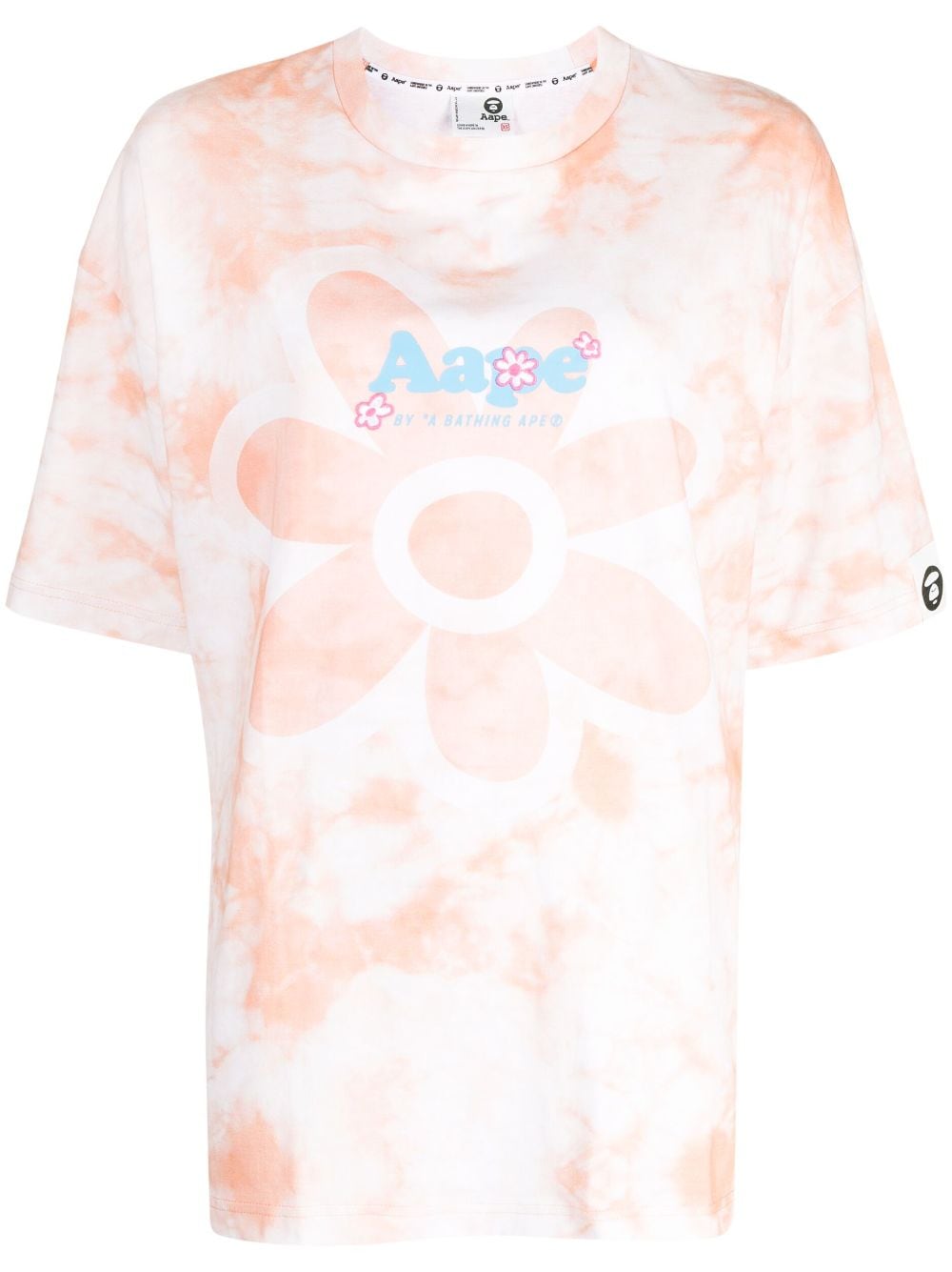 AAPE BY *A BATHING APE® logo-print tie-dye cotton T-shirt - Orange