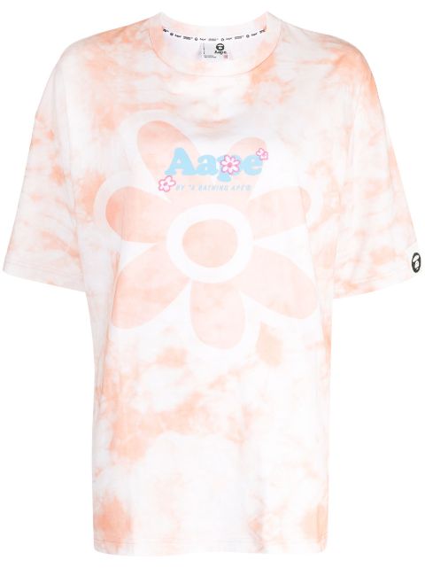 logo-print tie-dye cotton T-shirt