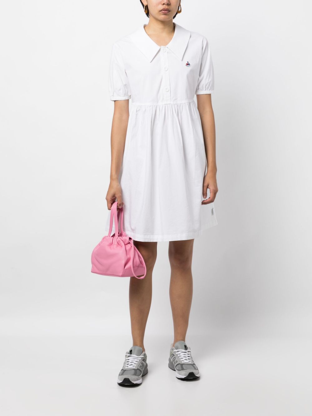 Shop Chocoolate Puff-sleeve Polo Dress In Weiss