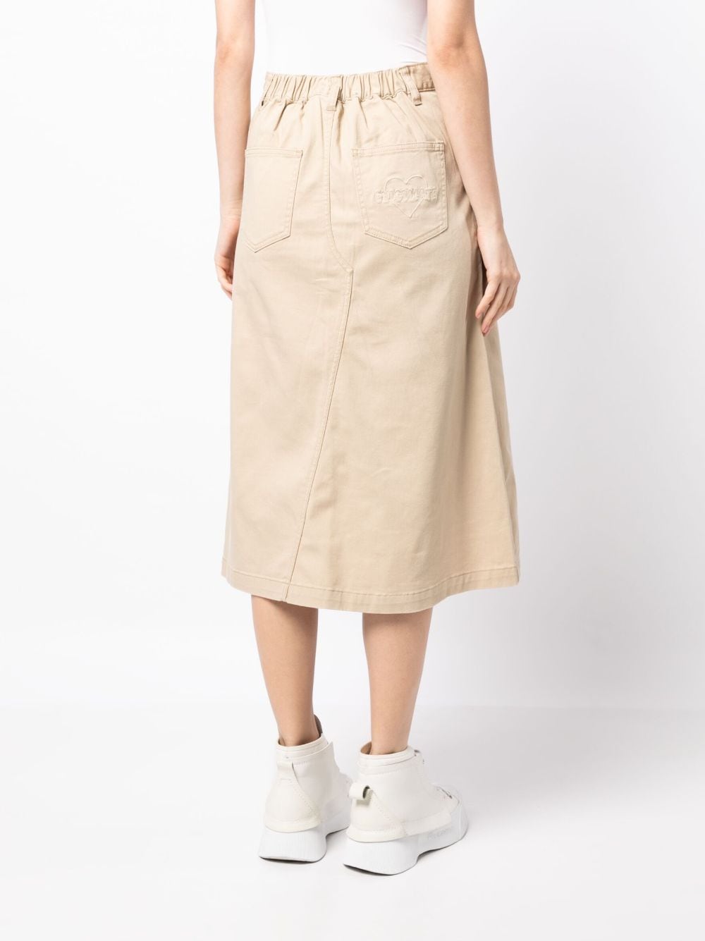 Shop Chocoolate Logo-embroidered Cotton Midi Skirt In Neutrals