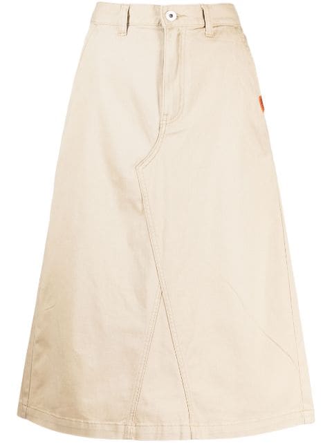 CHOCOOLATE logo-embroidered cotton midi skirt