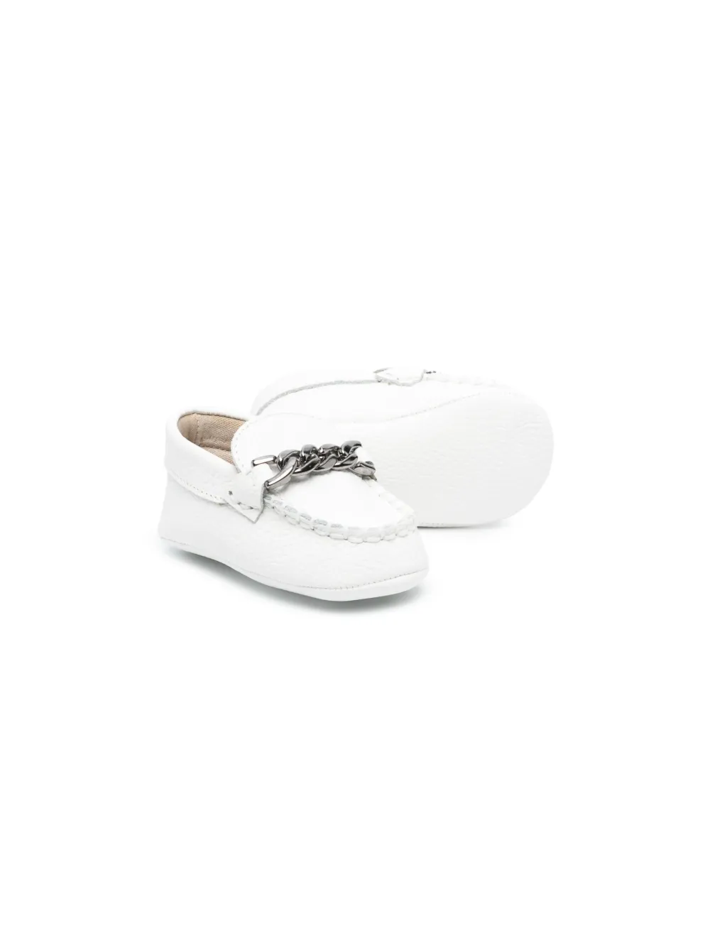 BabyWalker chain-link detailing leather crib shoes - Wit