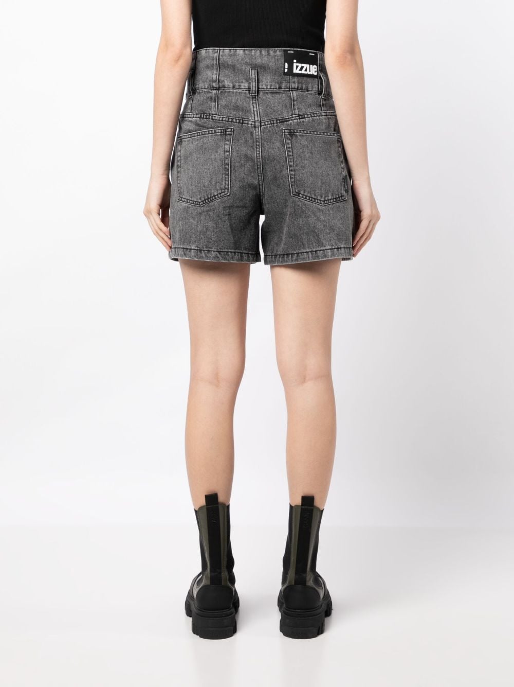 IZZUE SLOGAN-PRINT HIGH-RISE DENIM SHORTS 