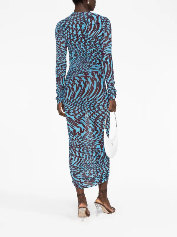 Mugler star-print Ruched Dress | Blue | FARFETCH JO