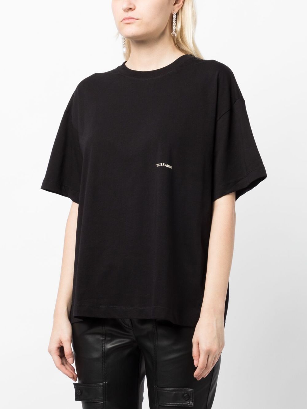 Shop Trussardi Logo-print Oversized Cotton T-shirt In Black