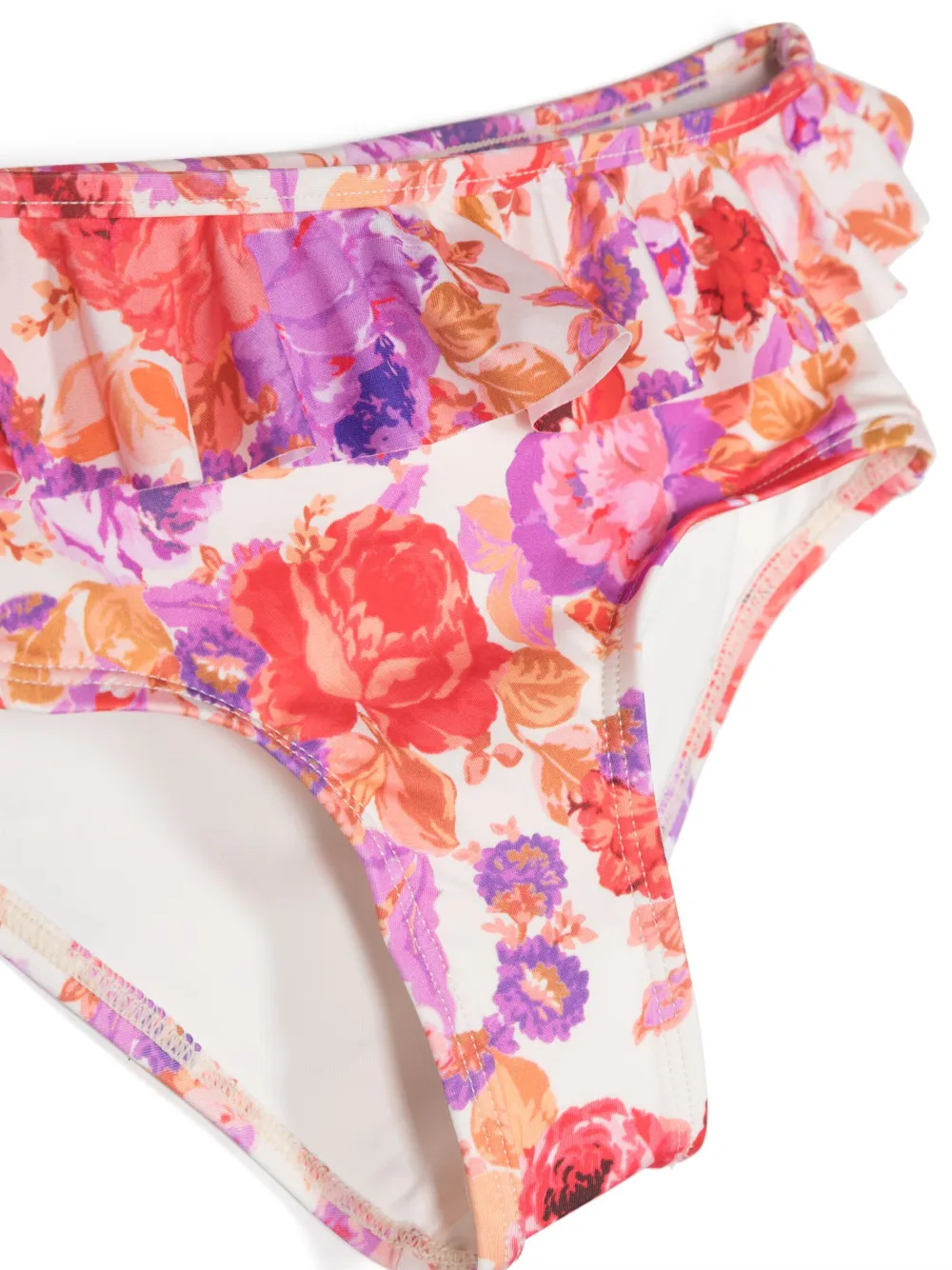  Zimmermann Kids Leaf-print Ruffled Bikini - Red 