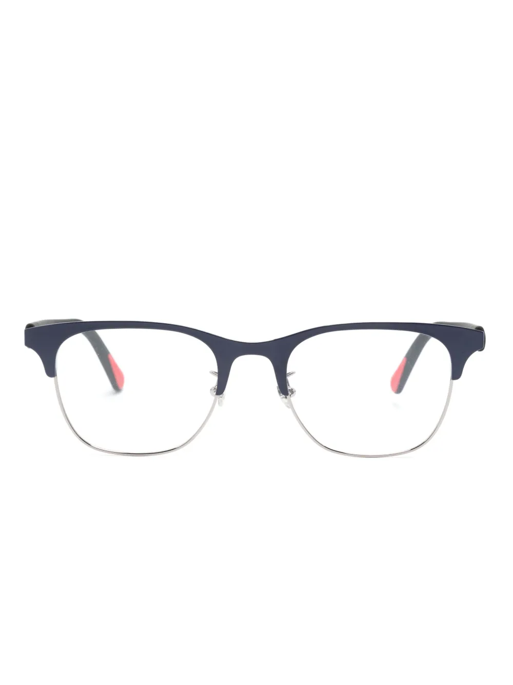 Moncler Logo-plaque Square-frame Glasses In Blue