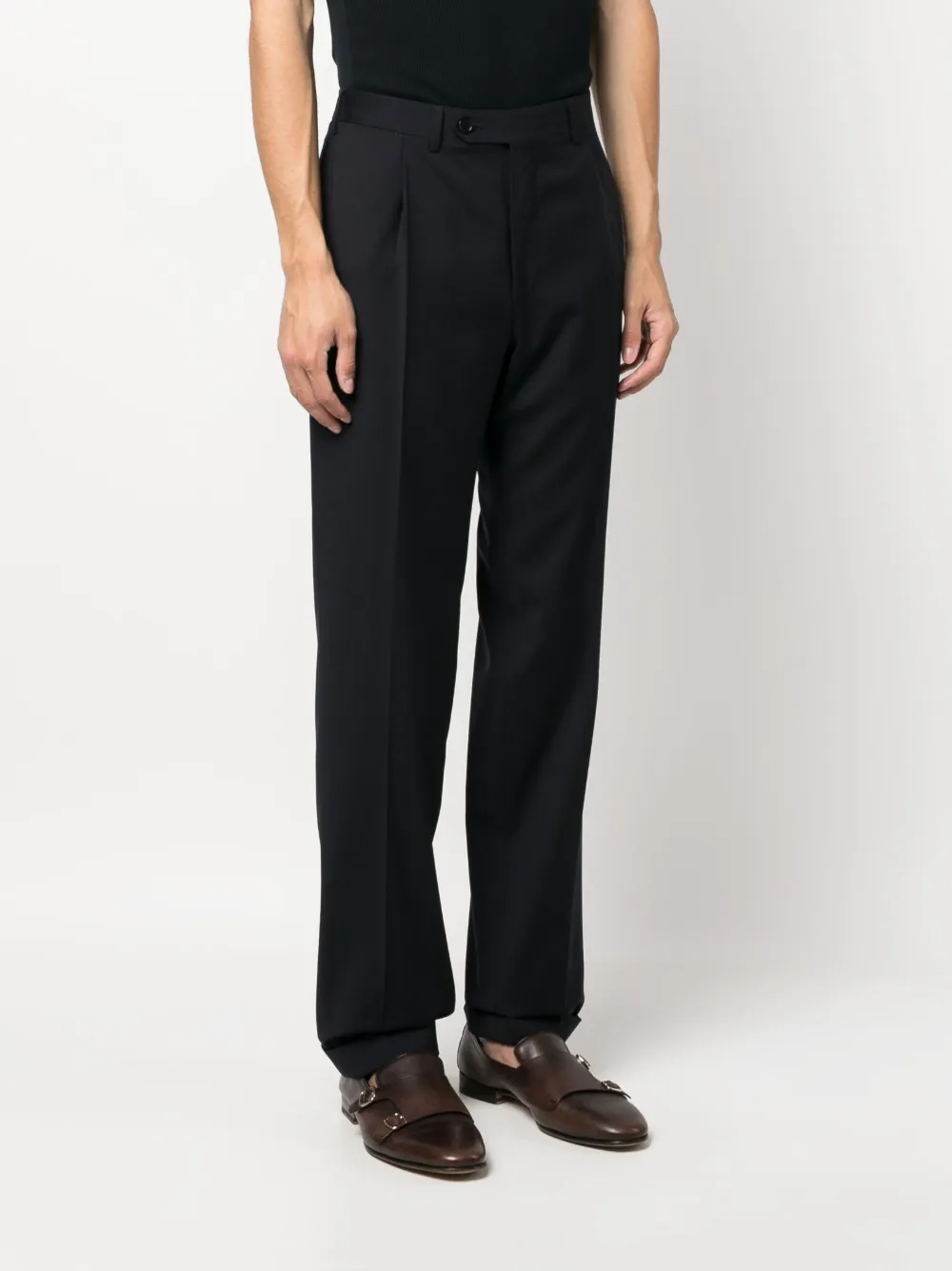  Canali Straight-leg Wool Tailored Trousers - Blue 