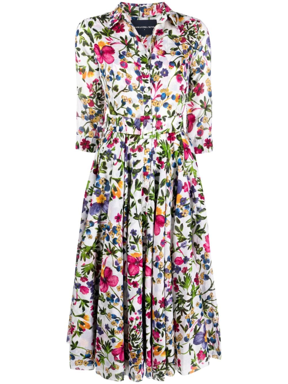 Samantha Sung floral-print Cotton Midi Dress - Farfetch