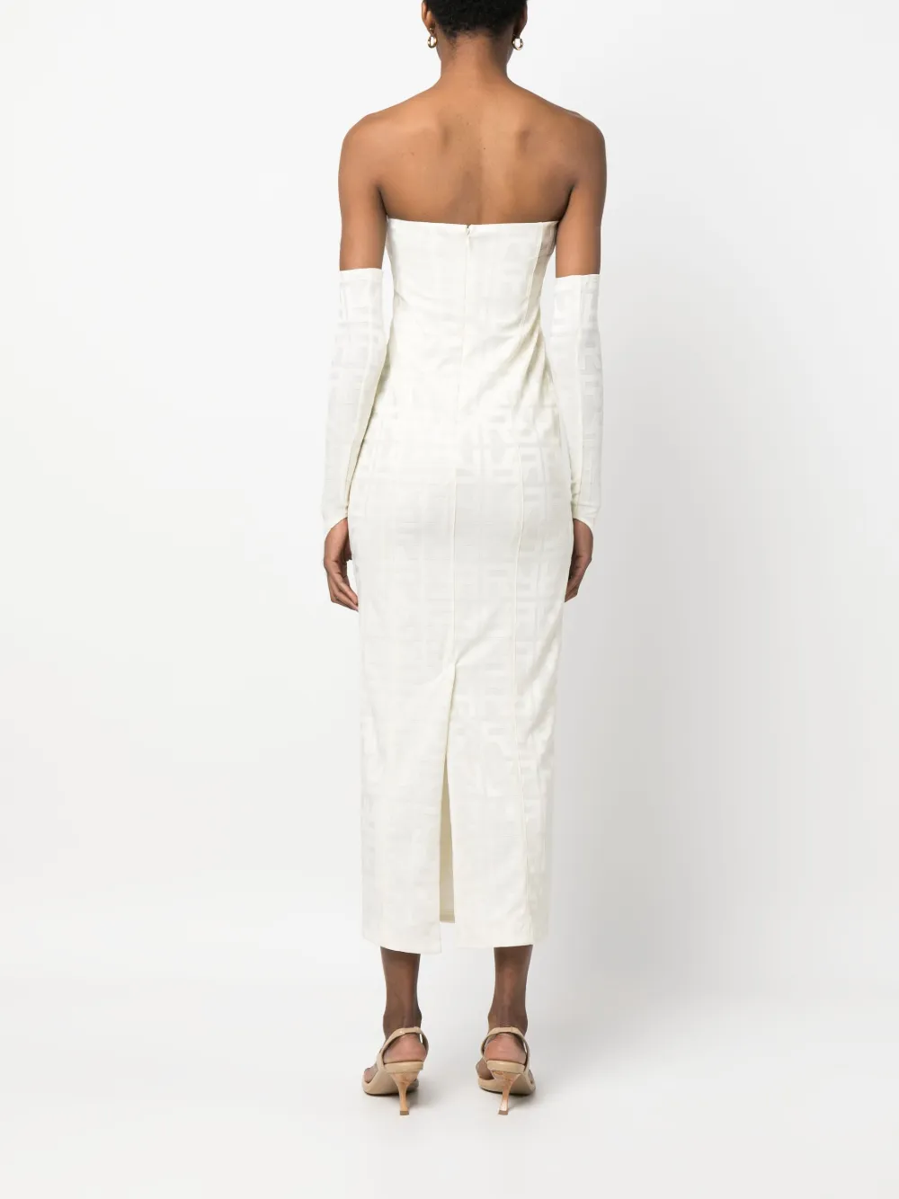 Rotate Birger Christensen Monogram Jacquard Maxi Dress In Neutrals