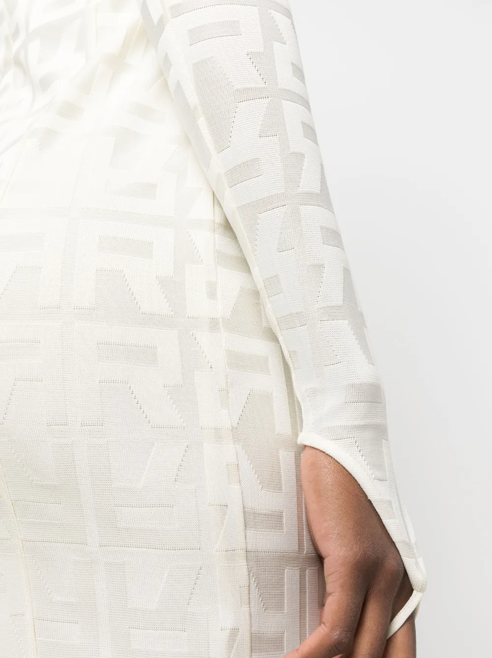 Rotate Birger Christensen Monogram Jacquard Maxi Dress In Neutrals