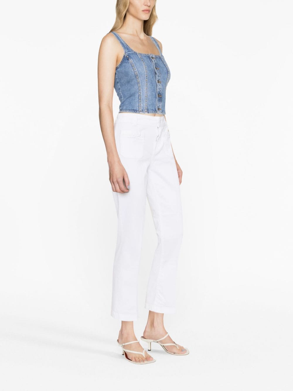 Shop Liu •jo Flared Cropped Trousers In White