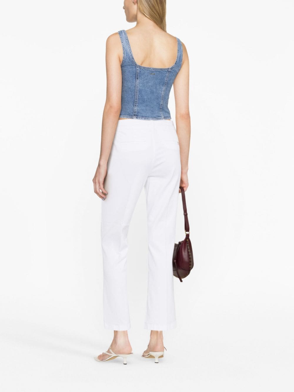 Shop Liu •jo Flared Cropped Trousers In White