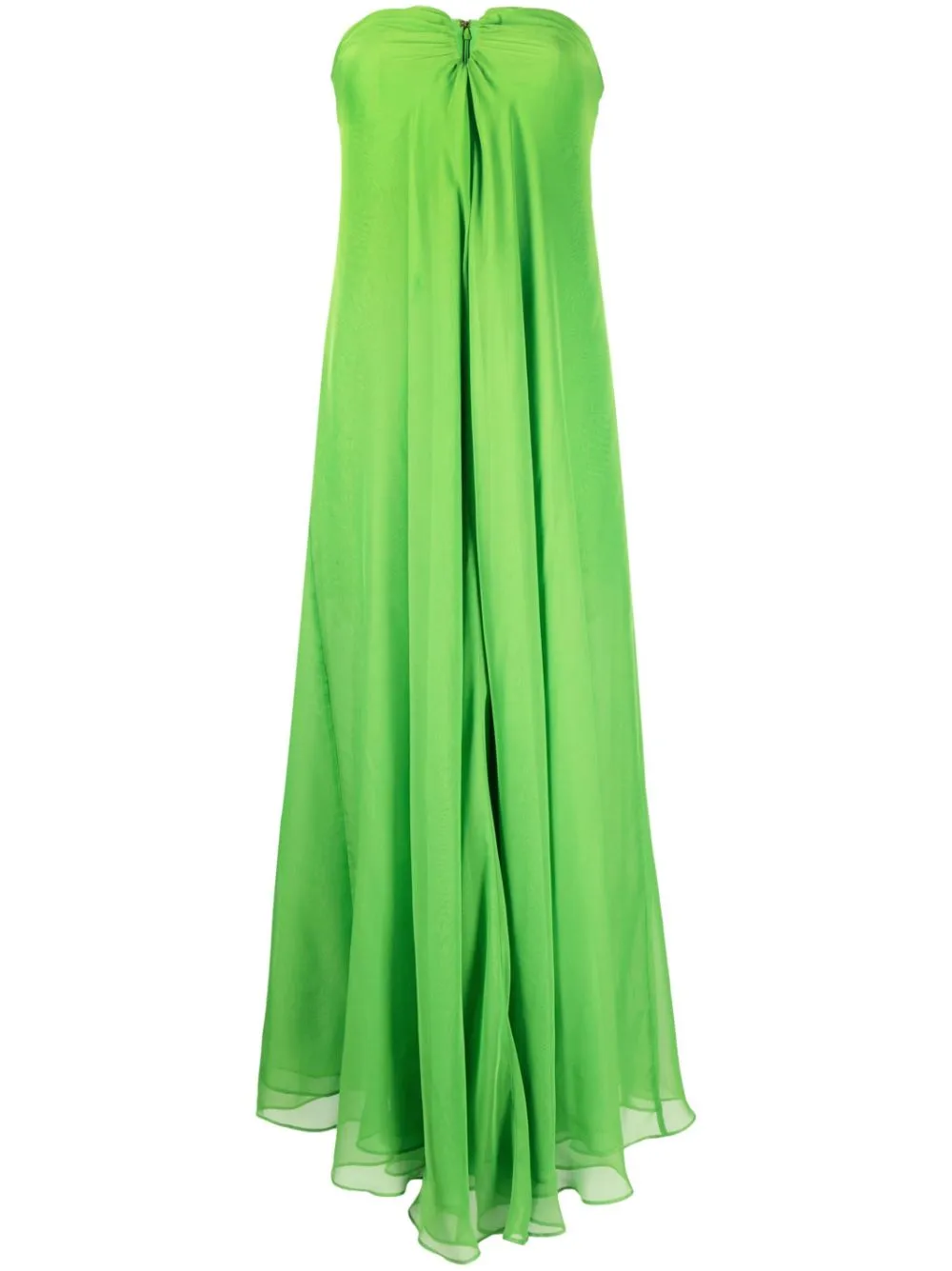 Cult Gaia Janelle Strapless Floral-print A-line Gown In Green