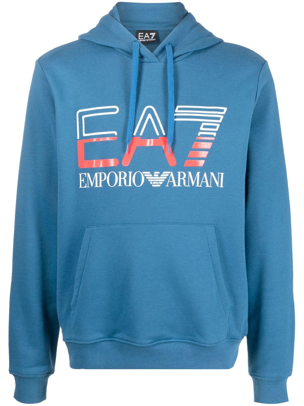 Ea7 Emporio Armani Logo Print Drawstring Hoodie Farfetch