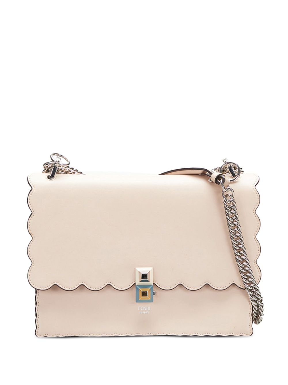 Fendi Kan I Scalloped Shoulder Bag Pale Pink Silver Hardware