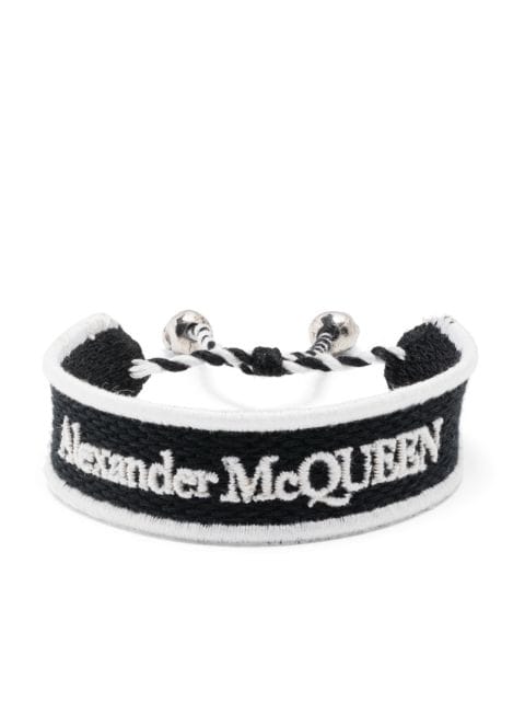 Alexander McQueen logo-embroidered bracelet