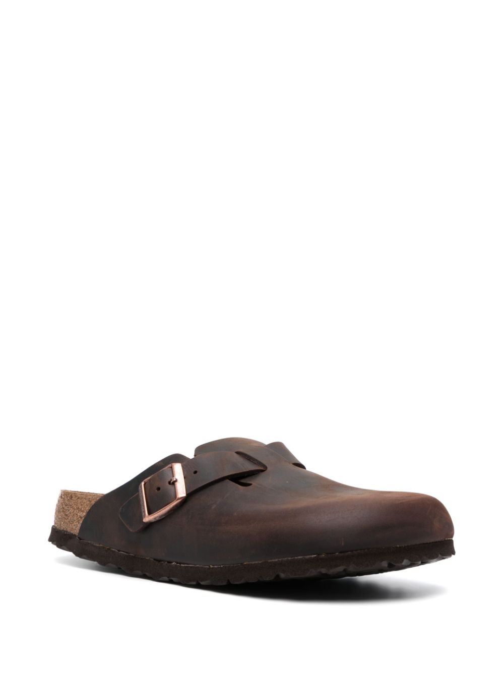 Shop Birkenstock Boston Leather Slides In Brown