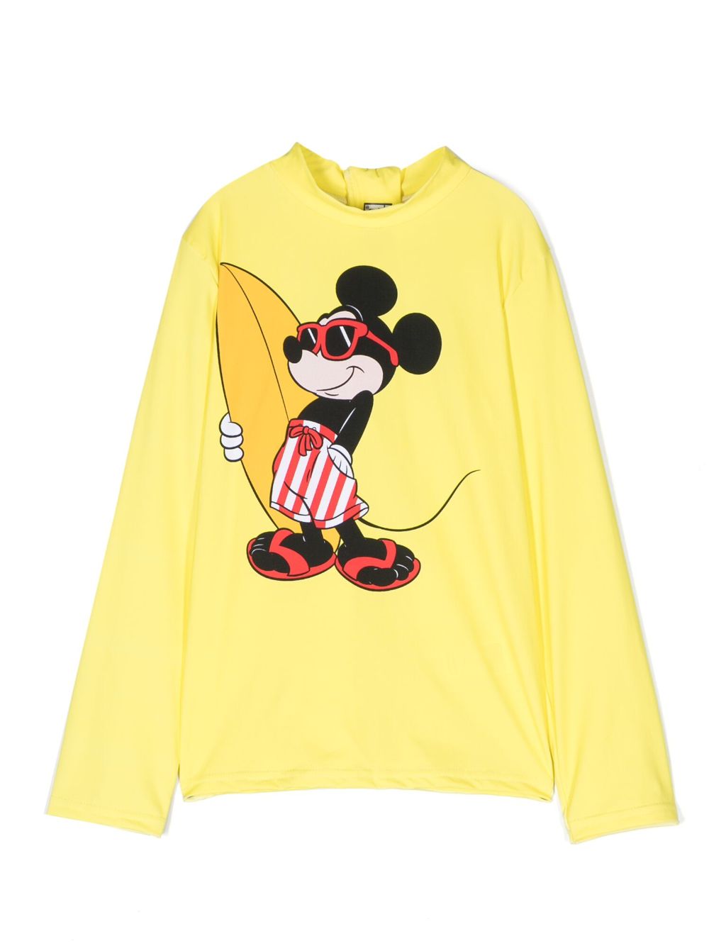 Mc2 Saint Barth Kids' Moorish Mickey Long-sleeved T-shirt In Yellow