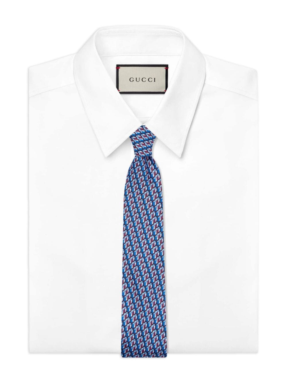 Shop Gucci Monogram Silk Tie In Blue