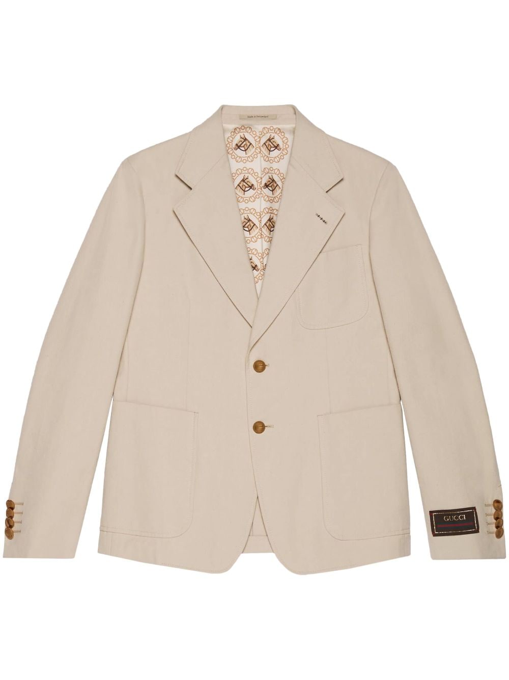 Gucci Embroidered-detail Single-breasted Blazer In Neutrals