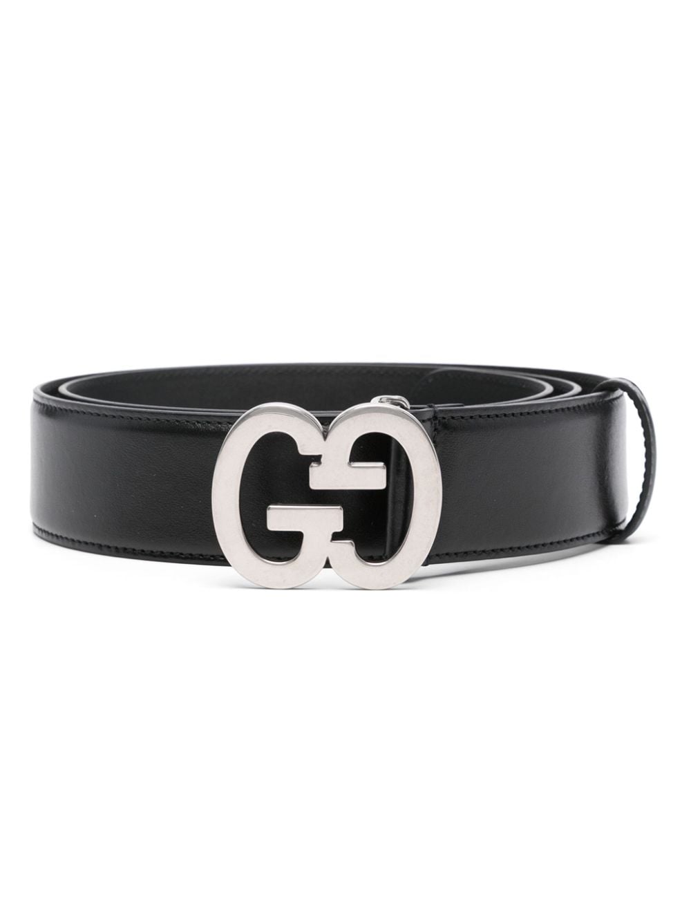 logo buckle leather belt