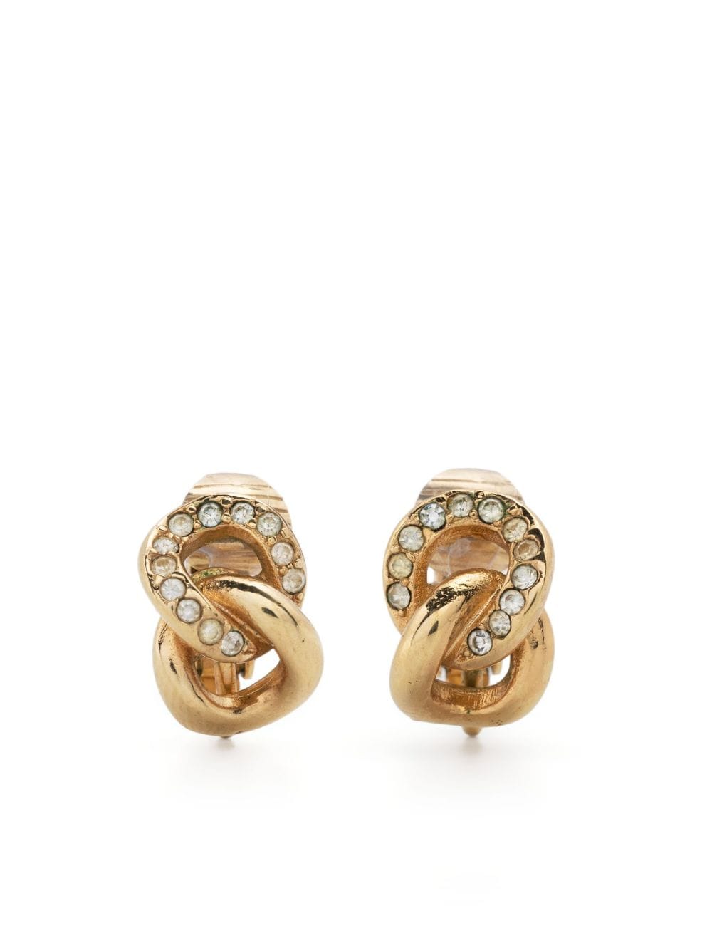Pre-owned Dior 1990s  Chain-link Clip-on Earrings In Gold