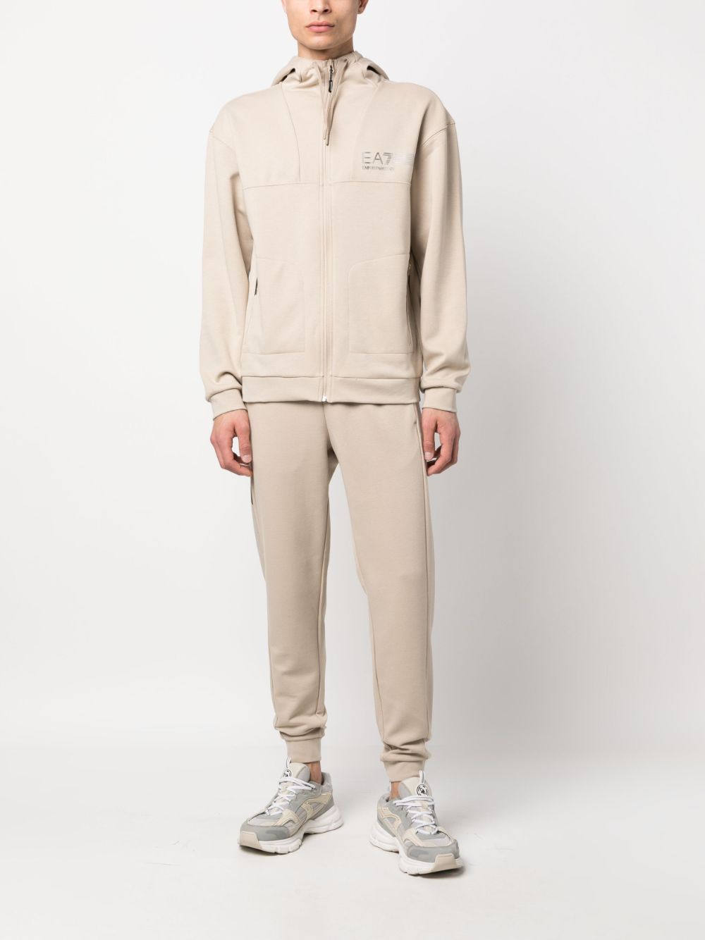 Ea7 Emporio Armani logo-print drawstring tracksuit - Beige