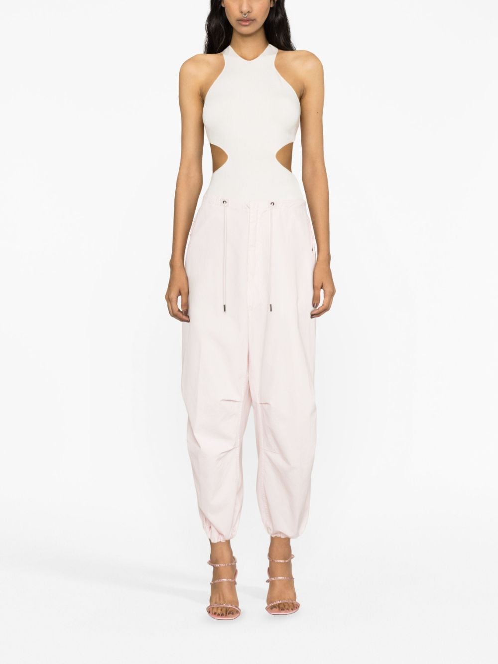 Shop Dark Park Cotton Drawstring Trousers In Pink