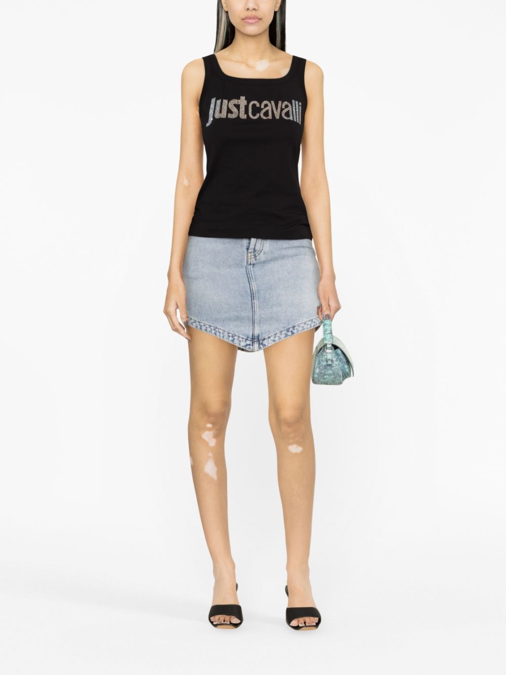 Just Cavalli Top verfraaid met logo - Zwart