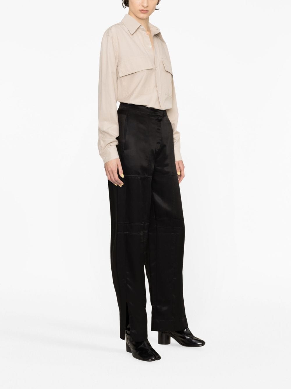 Shop Jil Sander High-waist Straight-leg Trousers In Black