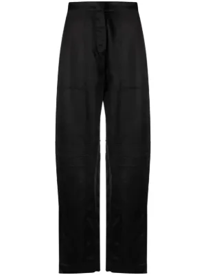 ジルサンダー レザーパンツ ハイウエスト 本革 秋冬 ワイドパンツ 訳