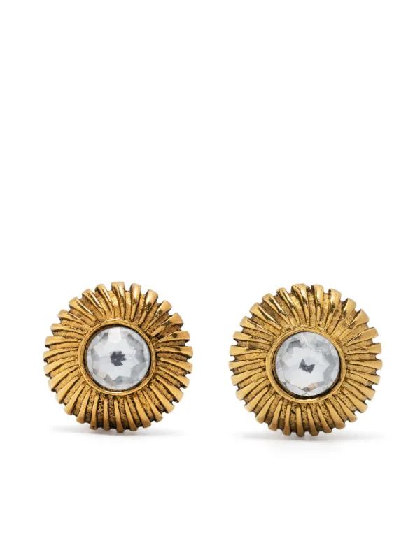 Chanel Pre-owned 1980s Glass Bead Clip-on Earrings in Gold