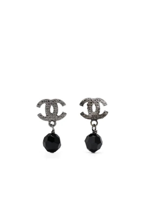 CHANEL Pre-Owned ココマーク ビーズ ドロップピアス | ブラック