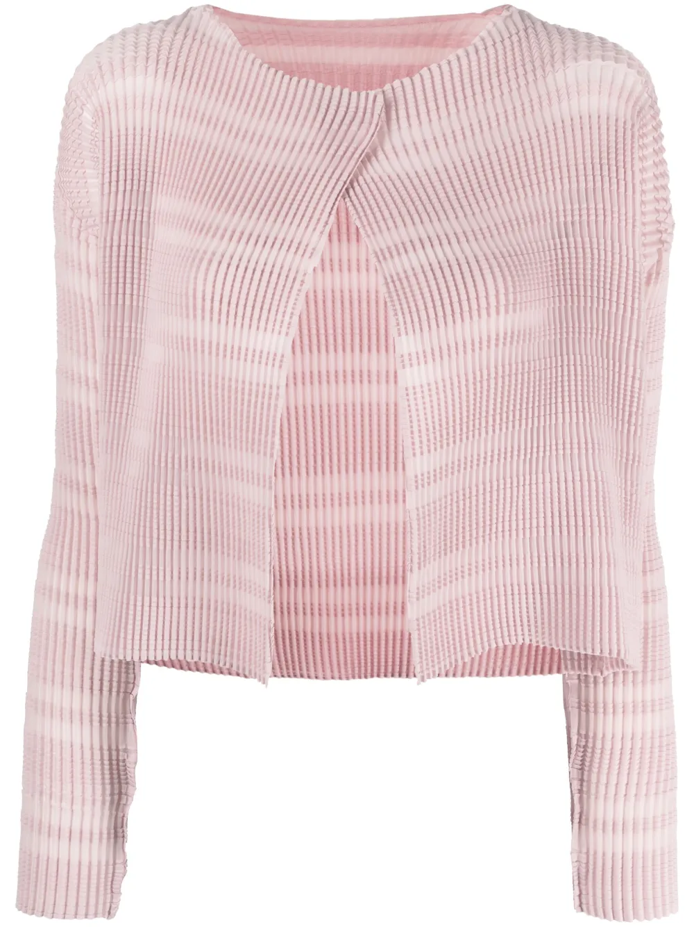 Issey Miyake Stripe Like Pleats Open-front Cardigan In 