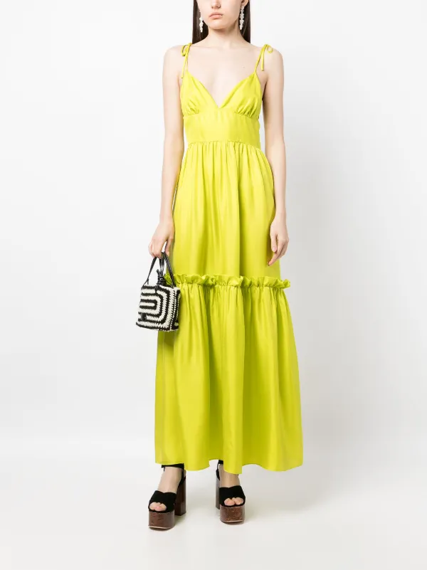 Cynthia Rowley Layered V neck Silk Dress Yellow FARFETCH KW