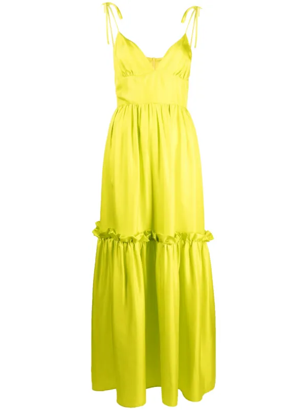Cynthia Rowley Layered V neck Silk Dress Yellow FARFETCH KW