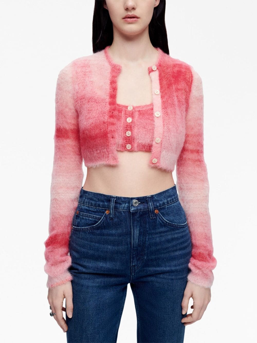 RE/DONE gradient-effect Cropped Cardigan - Farfetch