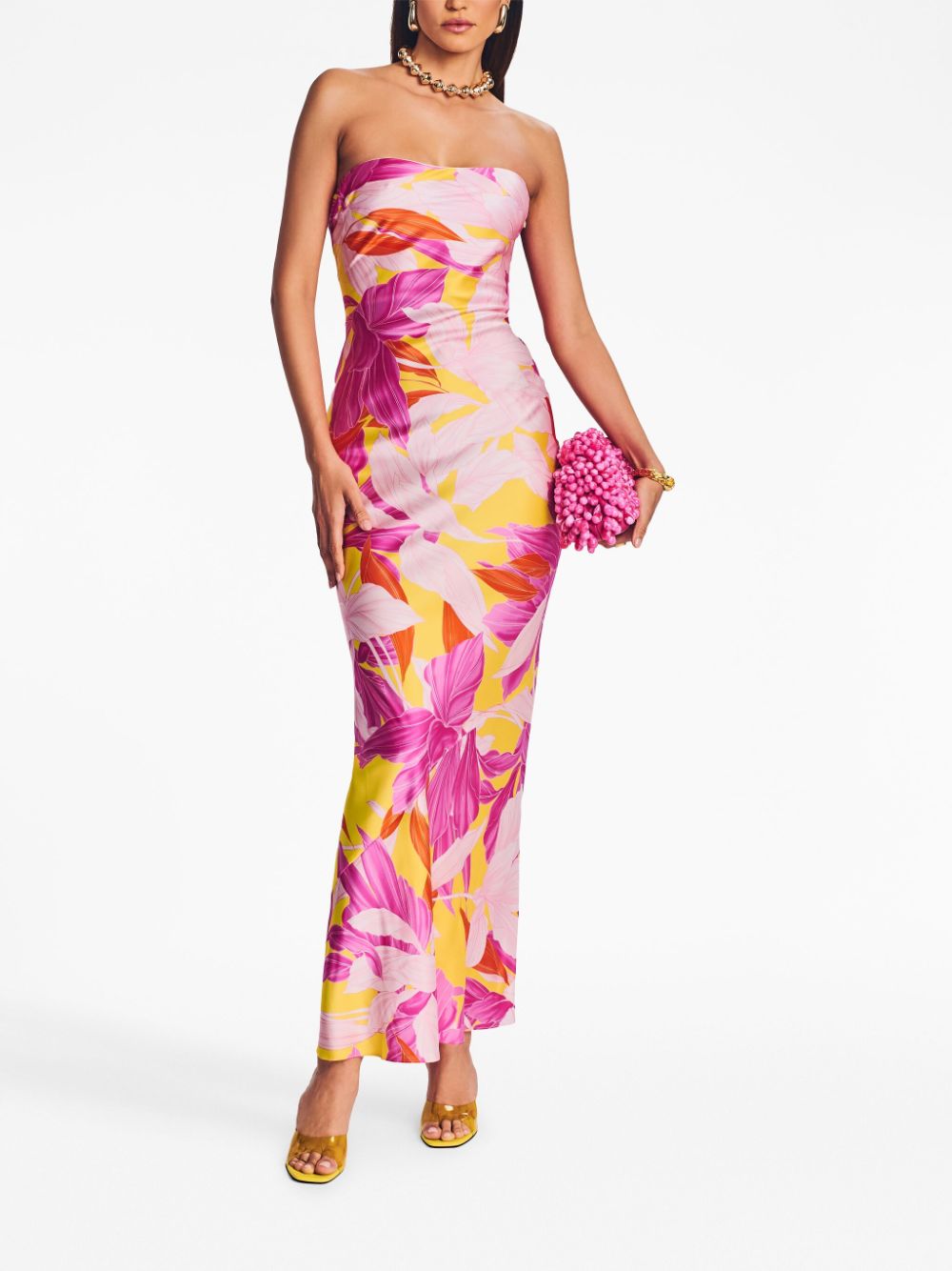 Shop Retroféte Keaton Floral-print Silk Dress In Purple