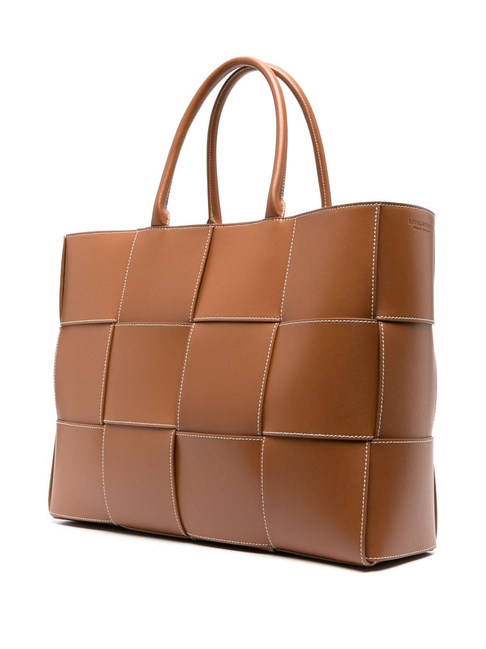 Shop Bottega Veneta Arco Leather Tote Bag In Brown