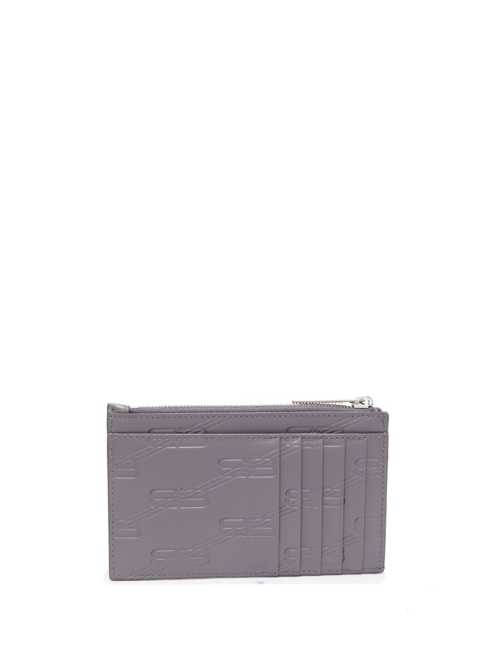 Balenciaga logo-debossed leather cardholder - Grijs