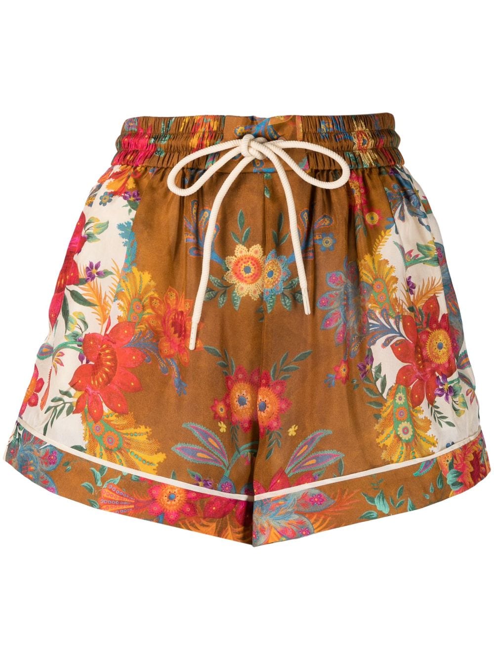 ZIMMERMANN GINGER FLORAL-PRINT SILK SHORTS