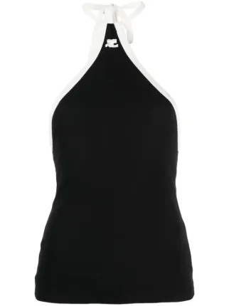 クレージュ　ホルターネック　トップス　ブラック 黒 テクスチャーレース ホルターネックトップス - ブラック | ZARA