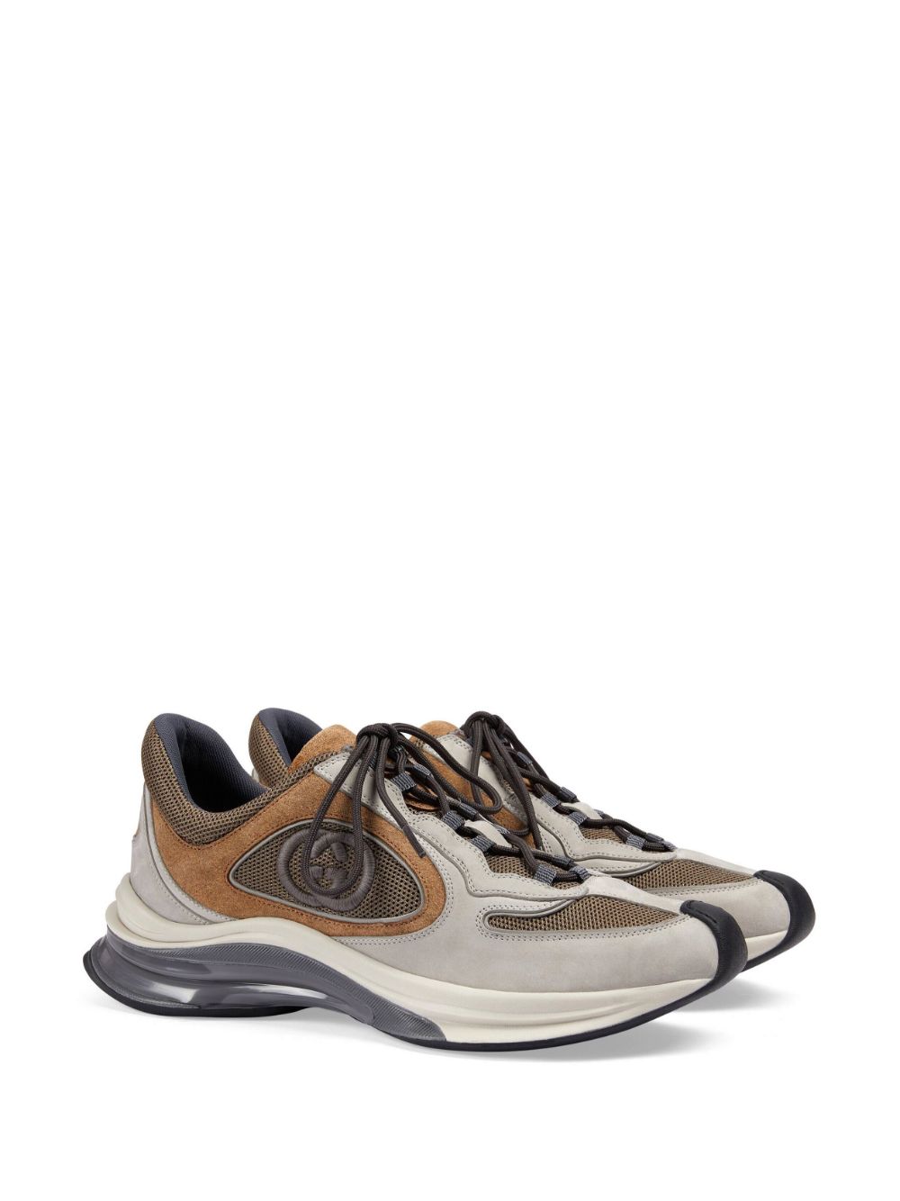 Shop Gucci Run Panelled-design Sneakers In Brown