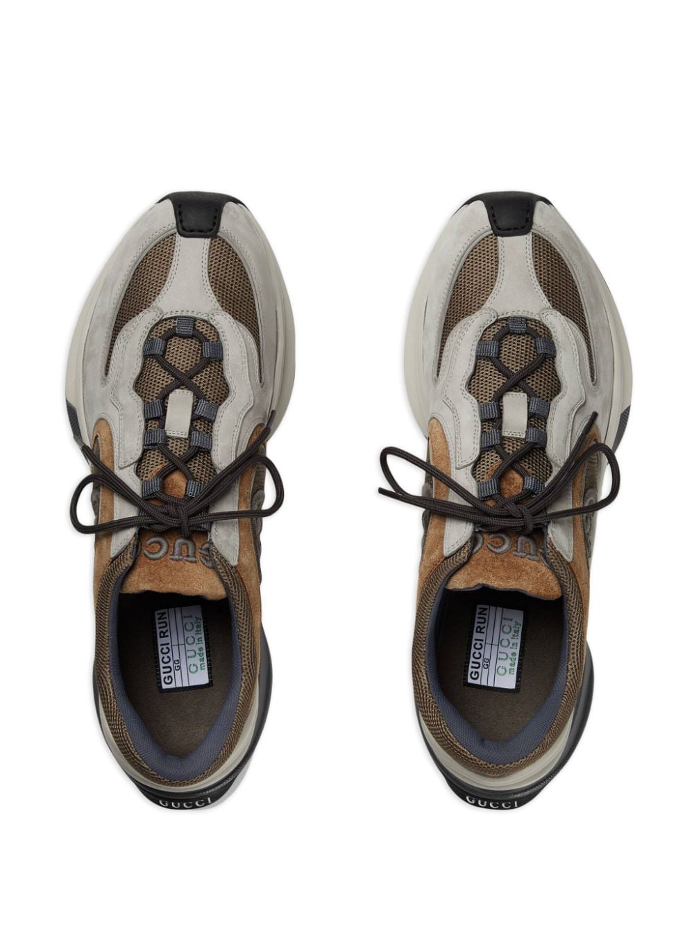 Shop Gucci Run Panelled-design Sneakers In Brown