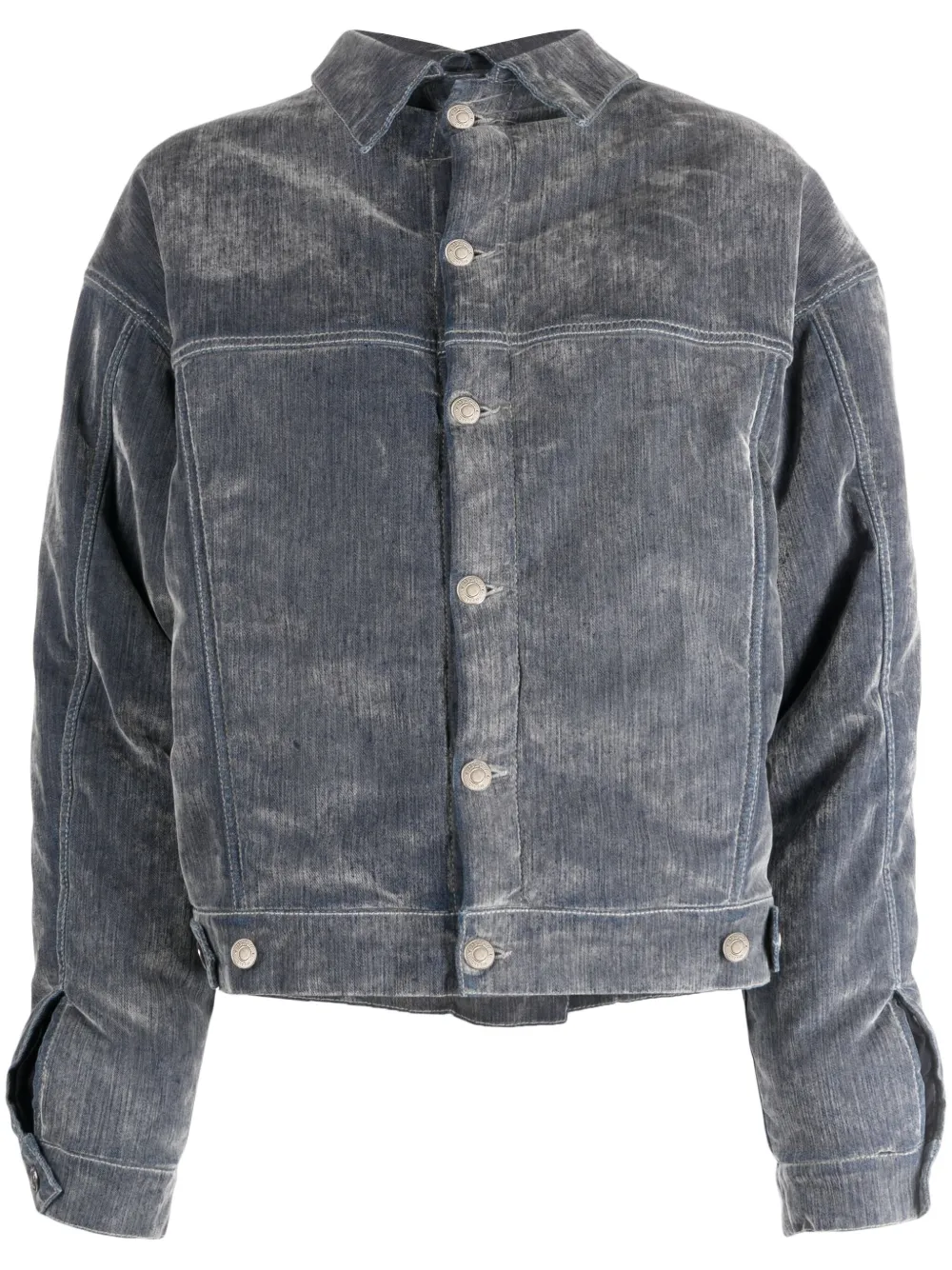 MSGM Flock Denim faded-effect denim jacket Grijs