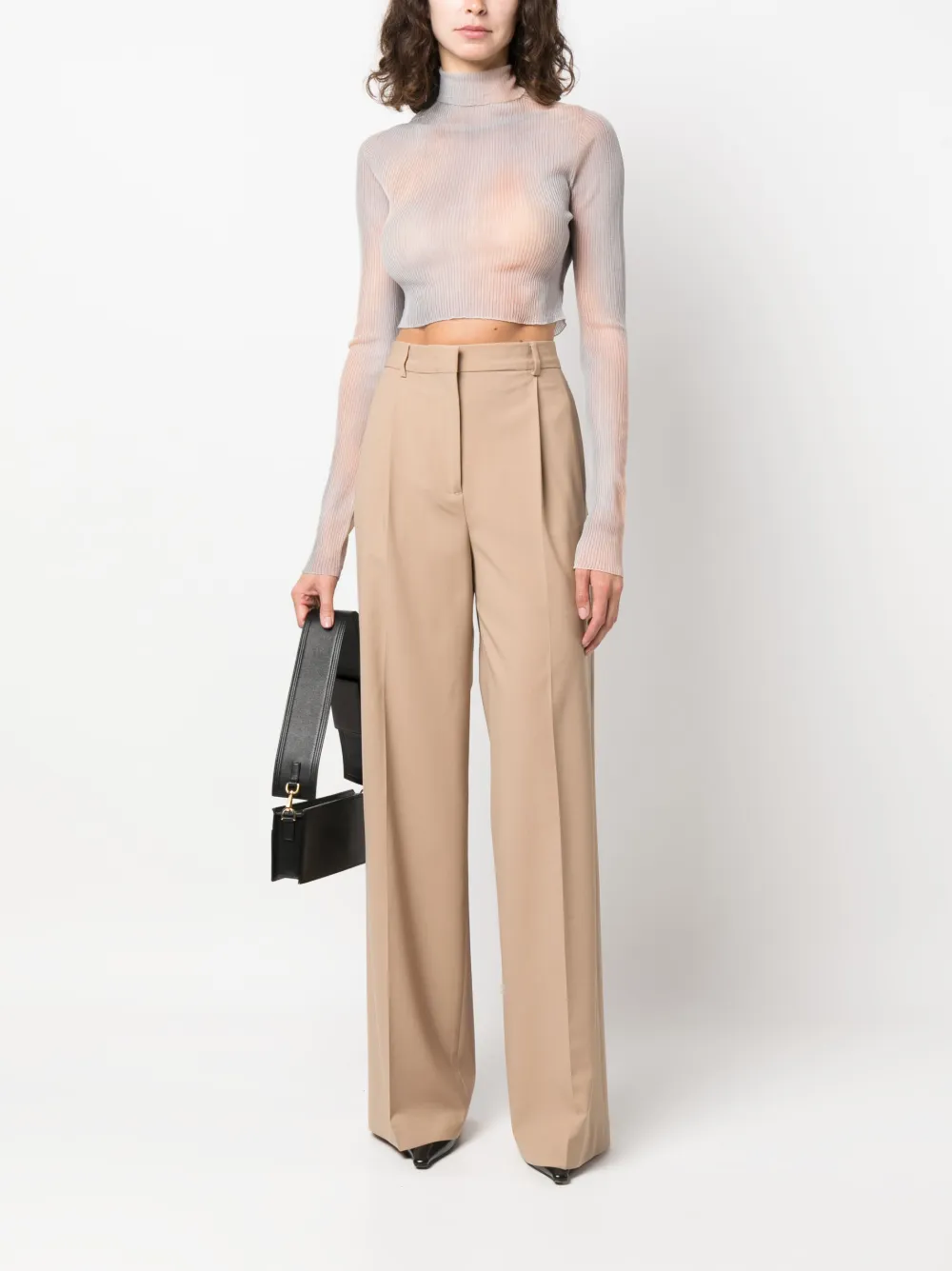 MSGM Broek met wijde pijpen - Beige