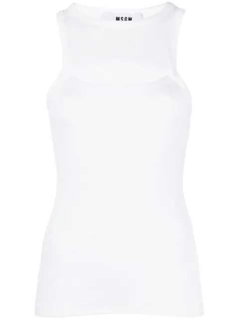 MSGM cut-out fine-ribbed tank top