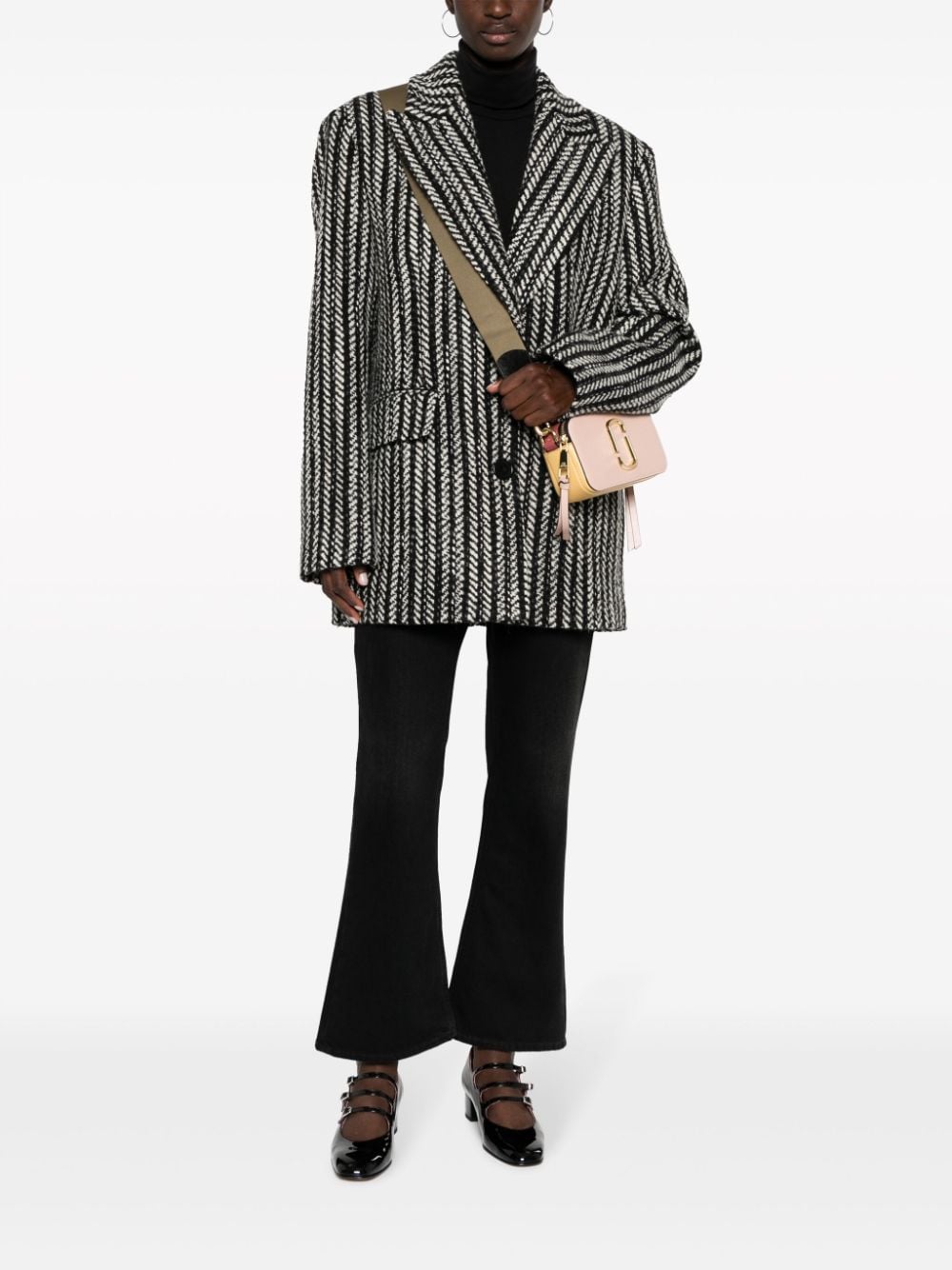 MSGM herringbone bouclé single-breasted blazer - Zwart